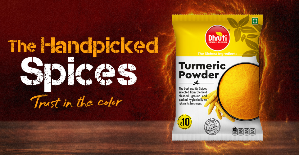 Dhruti Turmeric Powder ₹10 pack — the handpicked spices