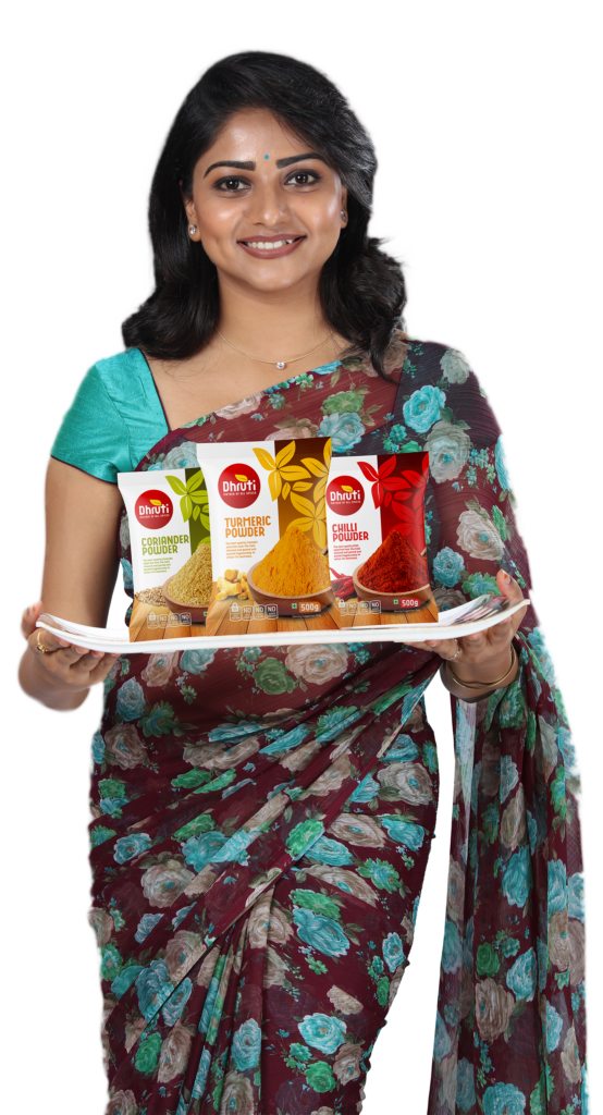 Dhruti Masala coriander, turmeric and chilli powder packs